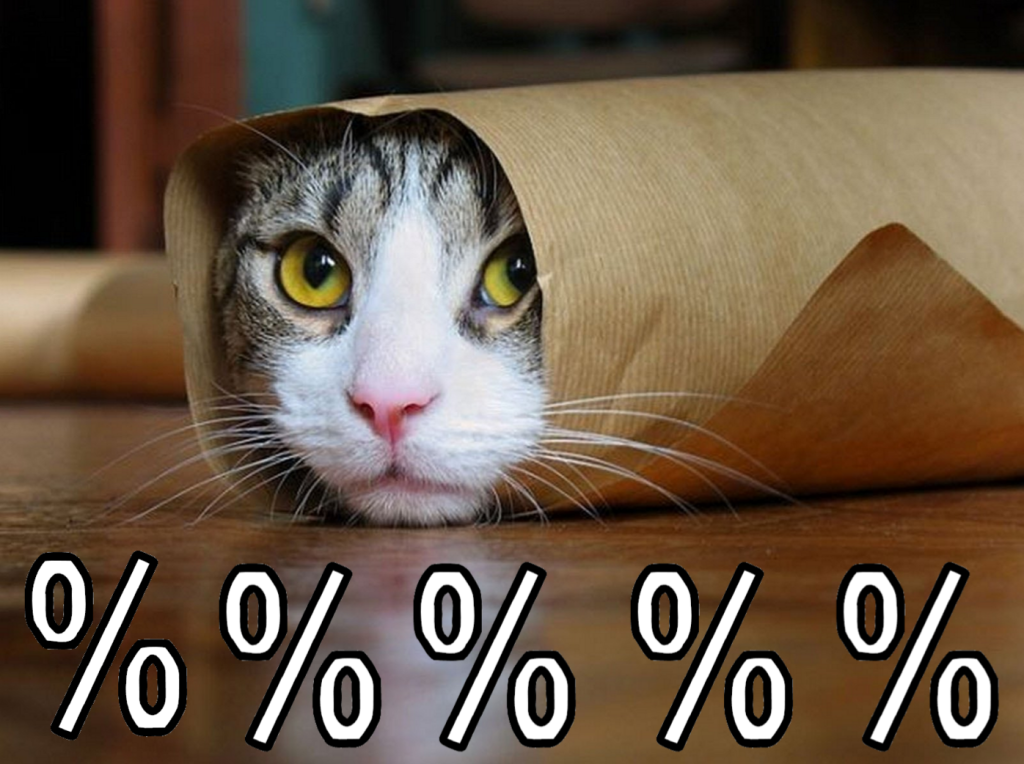 Cat and percent symbols