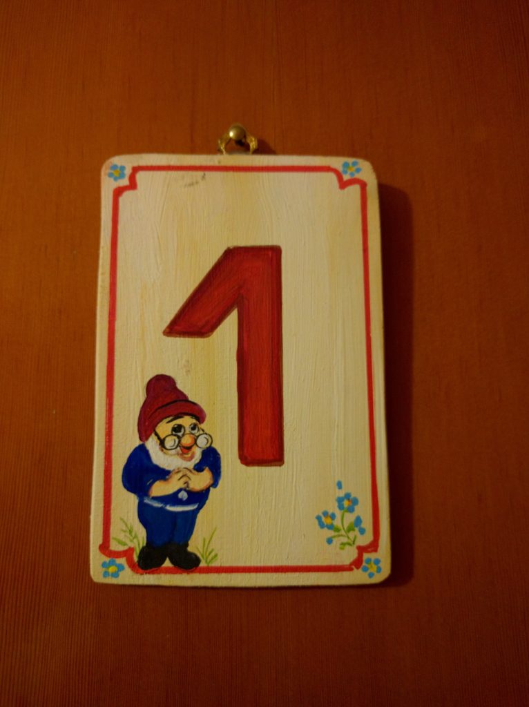 room number with hand painted dwarf from snow white